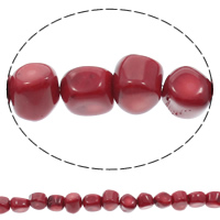 Natürliche Korallen Perlen, Klumpen, rot, 11x10mm-11x14mm, Bohrung:ca. 1mm, Länge:ca. 16 ZollInch, ca. 32PCs/Strang, verkauft von Strang
