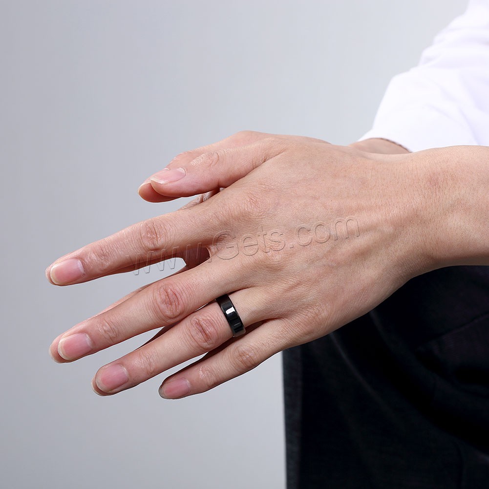 Bague de doigt de Mathias ®, acier inoxydable, ionique noire, normes différentes pour le choix & pour homme, 6x22mm, Vendu par PC