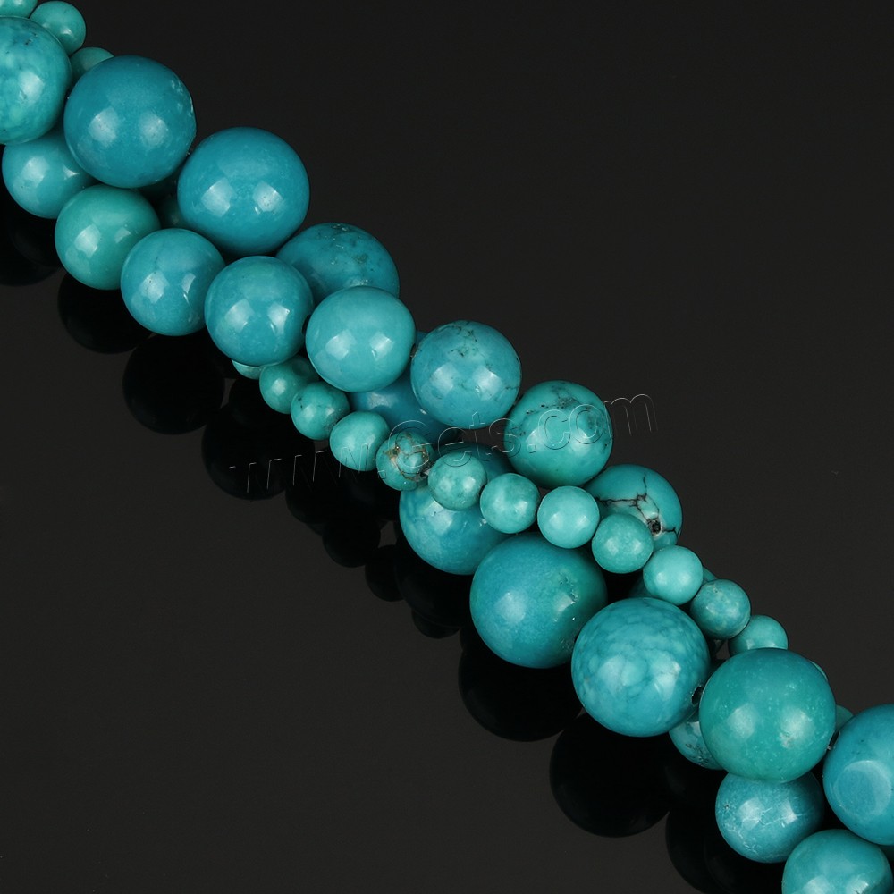 Natürliche Sinkiang Türkis Perlen, rund, Weitere Größen für Wahl, blau, Bohrung:ca. 1-1.5mm, Länge:ca. 15 ZollInch, verkauft von Strang