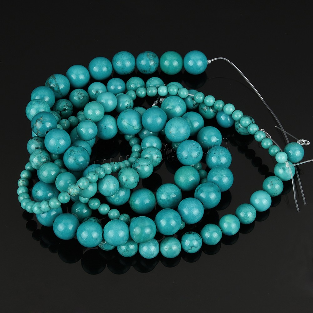 Natürliche Sinkiang Türkis Perlen, rund, Weitere Größen für Wahl, blau, Bohrung:ca. 1-1.5mm, Länge:ca. 15 ZollInch, verkauft von Strang