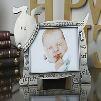 Zinc Alloy Picture Frame, Dog, Antique Tin Color Plated, lead & cadmium free Inner Approx 