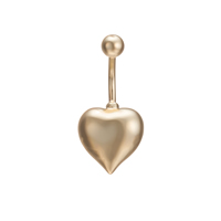 Gets® Jewelry Belly Ring, Brass, Heart, 18K gold plated, nickel, lead & cadmium free 