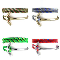 Bracelets cordon en nylon, corde en nylon, avec alliage de zinc, ancre, Placage, modèle nautique & 4 brins, plus de couleurs à choisir, 88mm Environ 25.6-29.5 pouce, Vendu par brin