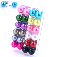 Resin Stud Earring, Resin Pearl, iron post pin, Round, platinum color plated, mixed colors, 12mm 