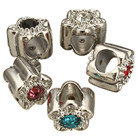 Rhinestone Zinc Alloy European Beads, Flower, platinum color plated, without troll & with rhinestone Approx 5mm 