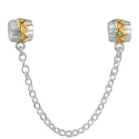 Sterling Silver European Safety Chain, 925 Sterling Silver, Tube, plated, two tone Approx 4mm 