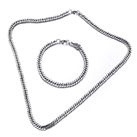 Refine Stainless Steel Jewelry Sets, bracelet & necklace, curb chain, original color Approx 8.5 Inch, Approx 23 Inch 