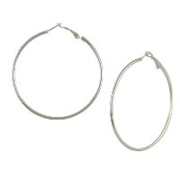 Zinc Alloy Hoop Earring, stainless steel hoop earring, platinum color plated, 2mm, 60mm 