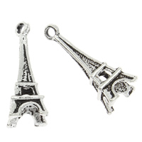 Conception de pendentifs en alliage de zinc, Tour Eiffel, Plaqué de couleur d'argent, sans plomb et cadmium Environ 1.5mm, Environ Vendu par sac
