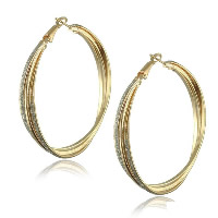 Zinc Alloy Hoop Earring, stainless steel hoop earring, gold color plated, stardust, 60mm 