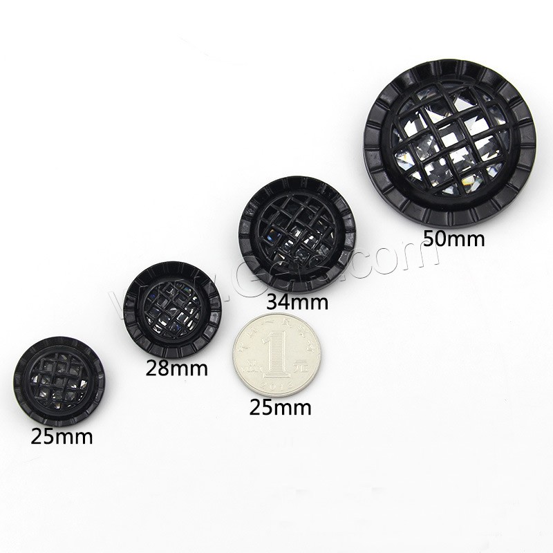 Acryl Ösenknopf, flache Runde, verschiedene Größen vorhanden, schwarz, verkauft von PC