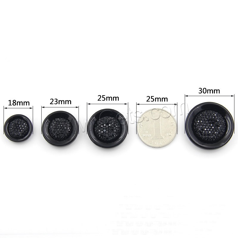 Acrylic Shank Button, Flat Round, different size for choice, black, Sold By PC