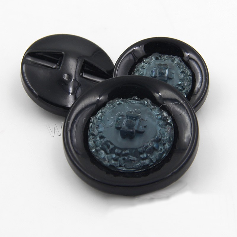 Bouton en acrylique de trou, Plat rond, normes différentes pour le choix, noire, Vendu par PC