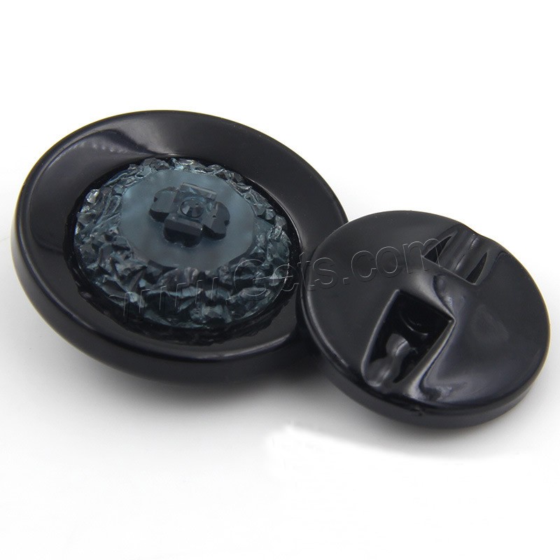 Acryl Ösenknopf, flache Runde, verschiedene Größen vorhanden, schwarz, verkauft von PC