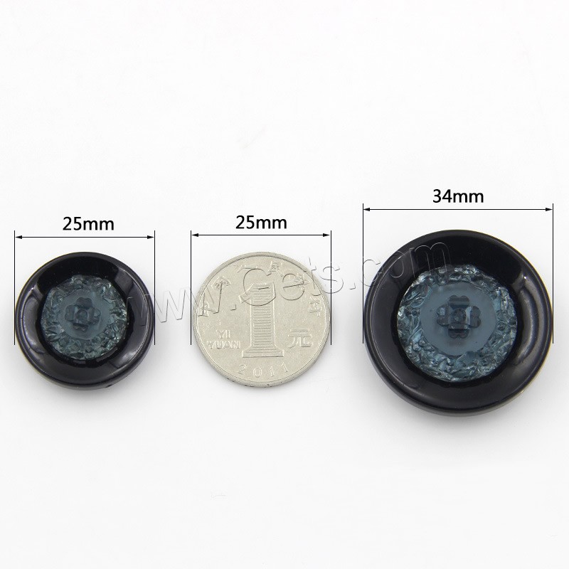 Acrylic Shank Button, Flat Round, different size for choice, black, Sold By PC