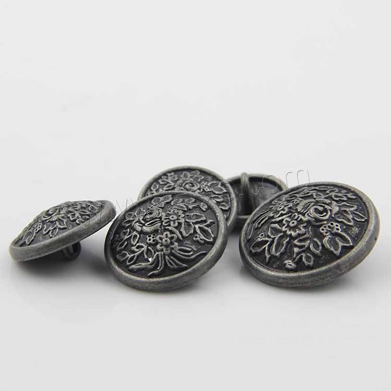 Zinc Alloy Shank Button, Flat Round, antique silver color plated, different size for choice, Sold By PC