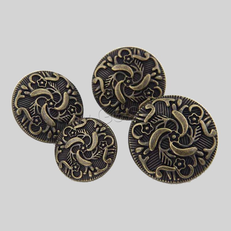 Zinc Alloy Shank Button, antique bronze color plated, different size for choice, Sold By PC