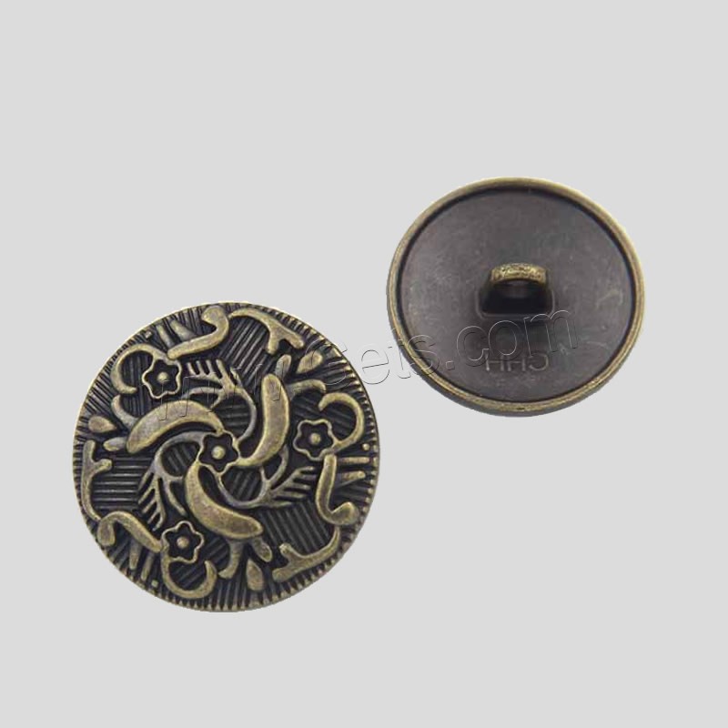 Zinc Alloy Shank Button, antique bronze color plated, different size for choice, Sold By PC