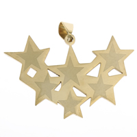 Acero inoxidable colgante de la estrella, chapado en oro real, 44x30x2mm, agujero:aproximado 4x6mm, Vendido por UD