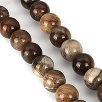 Perle aus Versteinertes Holz, Holzopal, rund, natürlich, verschiedene Größen vorhanden, Länge:ca. 15 ZollInch, verkauft von Strang