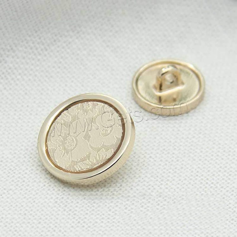Zinc Alloy Shank Button, Flat Round, gold color plated, different size for choice, Sold By PC