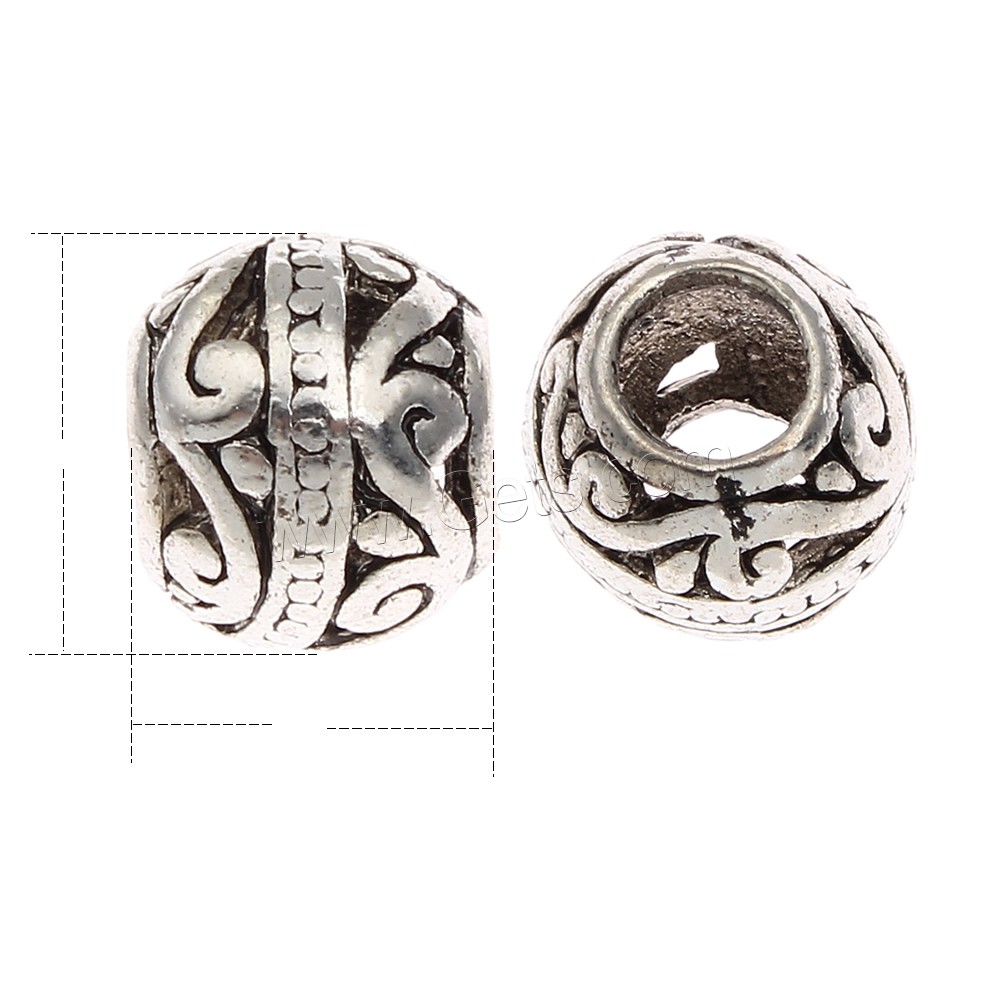 Zinc Alloy Jewelry Beads, Drum, antique silver color plated, different size for choice, lead & cadmium free, Sold By PC