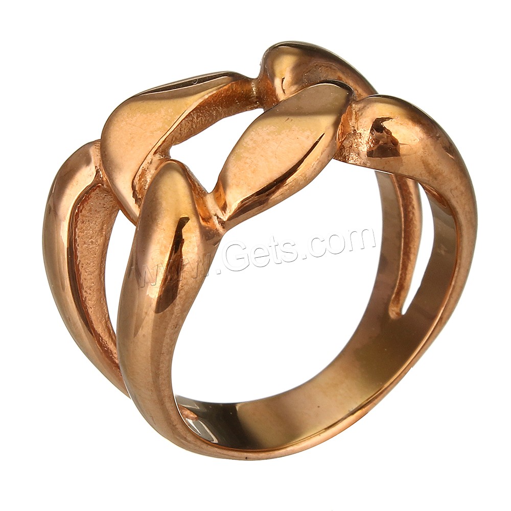 Stainless Steel Finger Ring, 316 Stainless Steel, rose gold color plated, different size for choice, 13x3mm, Sold By PC
