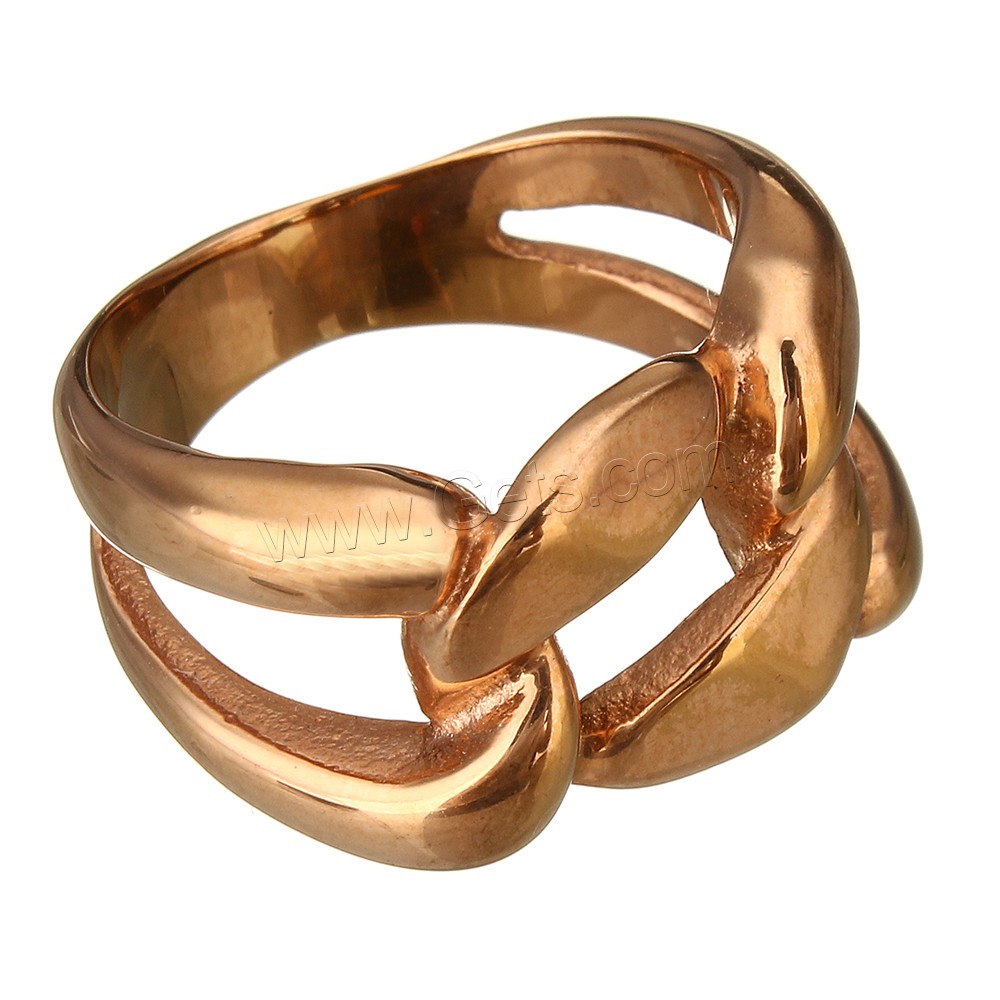 Stainless Steel Finger Ring, 316 Stainless Steel, rose gold color plated, different size for choice, 13x3mm, Sold By PC