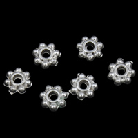 Perles intercalaires en alliage de zinc, fleur, Placage de couleur argentée, sans plomb et cadmium Environ 1mm, Environ Vendu par sac