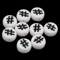 Solid Color Acrylic Beads, Flat Round, white Approx 1mm, Approx 