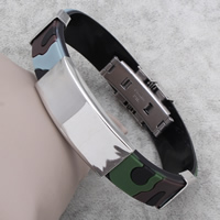 Silikon Edelstahl Armbänder, mit Silikon, 15x39x6mm, Länge:ca. 7.5 ZollInch, verkauft von Strang