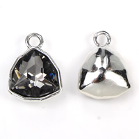 Glass Zinc Alloy Pendants, with Glass, silver color plated, faceted, lead & cadmium free Approx 2mm 