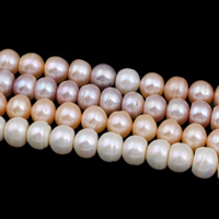 Perlas Botón Freshwater , Perlas cultivadas de agua dulce, natural, más colores para la opción, 10-11mm, agujero:aproximado 0.8mm, longitud:aproximado 15.5 Inch, Vendido por Sarta