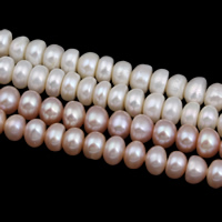 Perlas Botón Freshwater , Perlas cultivadas de agua dulce, natural, más colores para la opción, 6-7mm, agujero:aproximado 0.8mm, longitud:aproximado 14.5 Inch, Vendido por Sarta