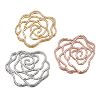 Cubic Zirconia Micro Pave Brass Connector, Flower, plated, micro pave cubic zirconia & multi loops Approx 