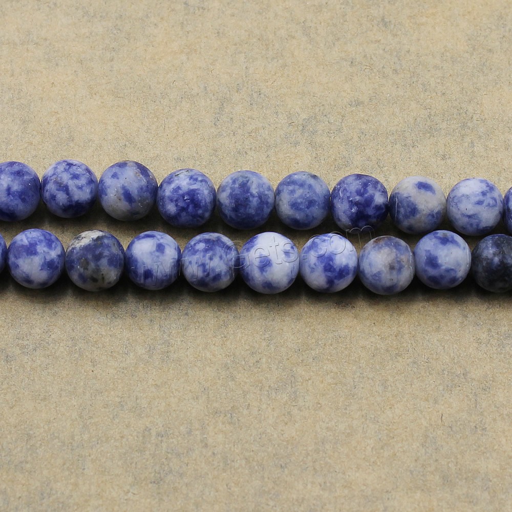 Blauer Fleck Perlen, blauer Punkt, rund, natürlich, verschiedene Größen vorhanden & satiniert, Bohrung:ca. 1-2mm, Länge:ca. 15.5 ZollInch, verkauft von Strang