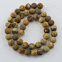 Landschafts-Jaspis Perlen, Bild Jaspis, rund, natürlich, verschiedene Größen vorhanden & satiniert, Bohrung:ca. 1-2mm, Länge:ca. 15.5 ZollInch, verkauft von Strang