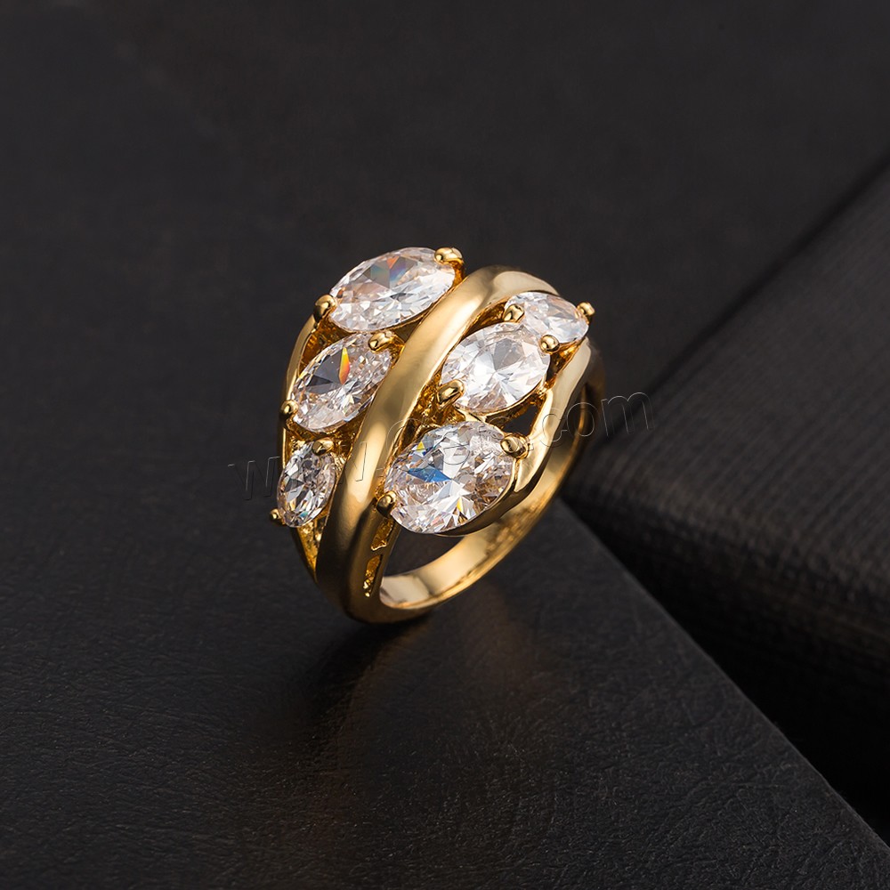 Gets® палец кольцо, Латунь, плакированный настоящим золотом, разный размер для выбора & с кубическим цирконием & граненый, не содержит никель, свинец, 18mm, продается PC