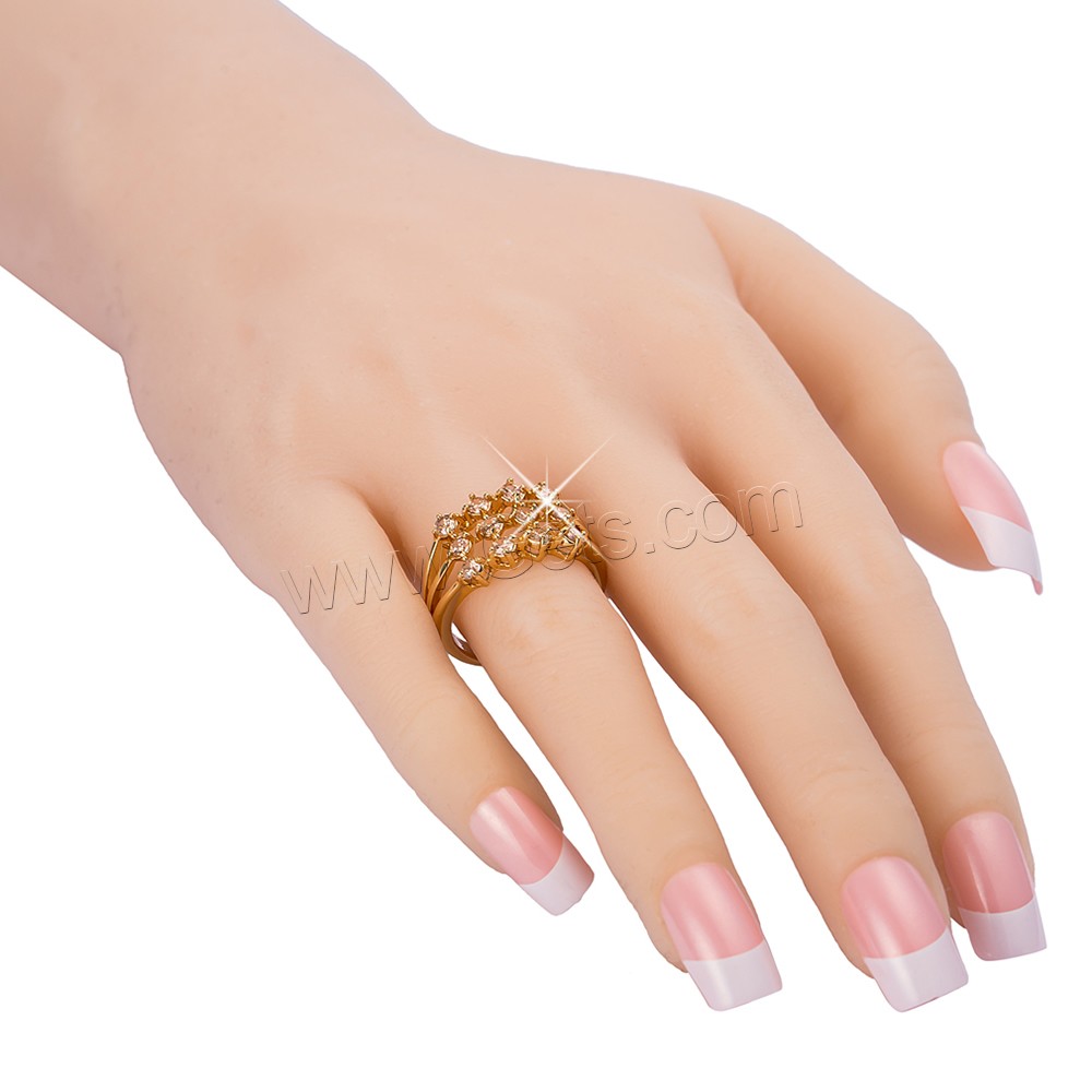 Gets® Finger Ring, Brass, real gold plated, different size for choice & with cubic zirconia, nickel, lead & cadmium free, 12mm, Sold By PC
