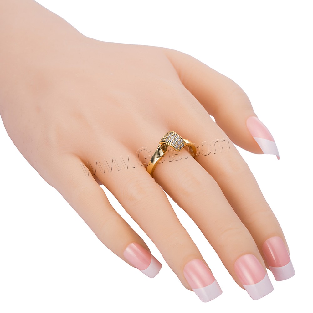 Gets® Finger Ring, Brass, real gold plated, different size for choice & with cubic zirconia, nickel, lead & cadmium free, 9mm, Sold By PC