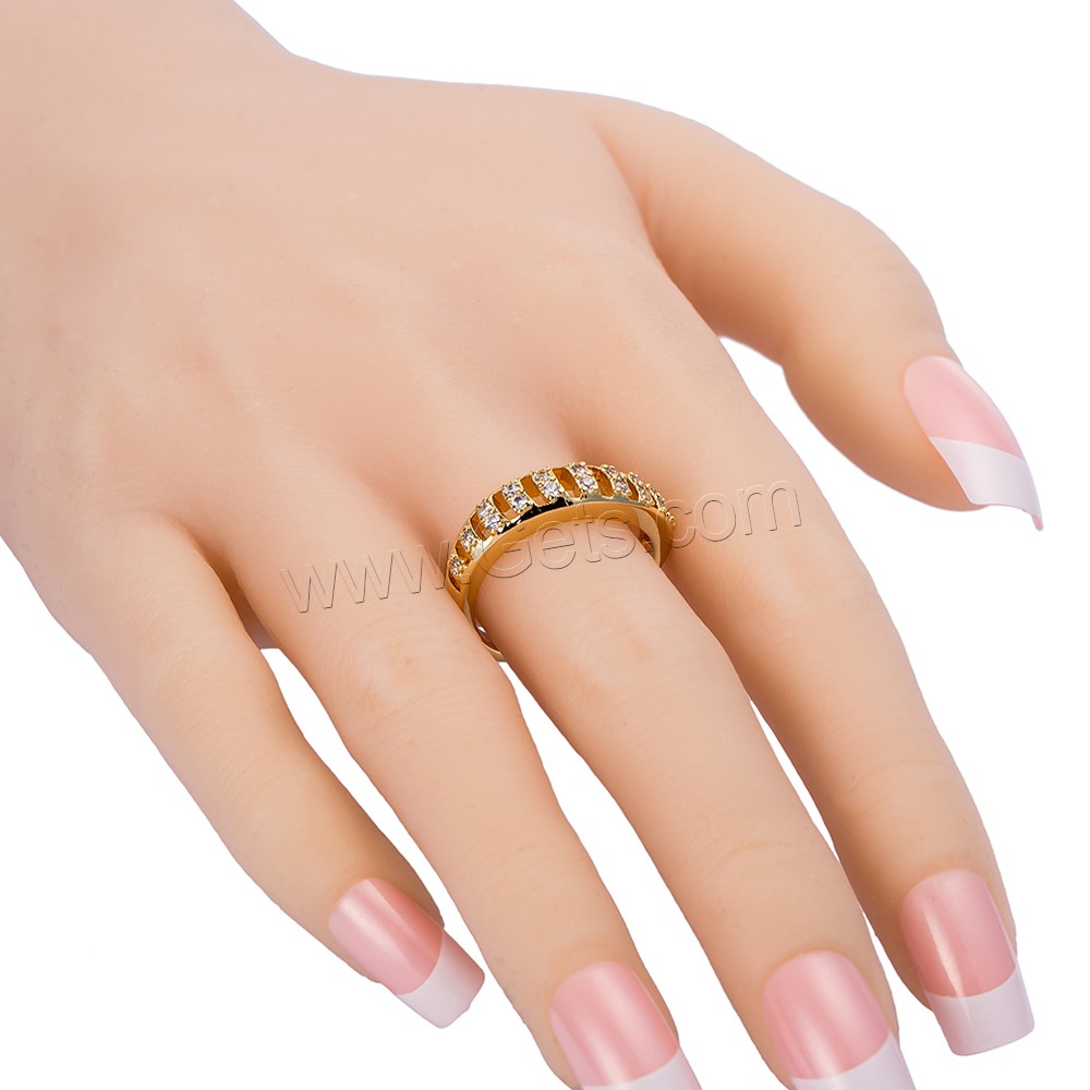 Anillo de dedo de Gets®, metal, chapado en oro real, diverso tamaño para la opción & micro arcilla de zirconia cúbica, libre de níquel, plomo & cadmio, 3mm, Vendido por UD