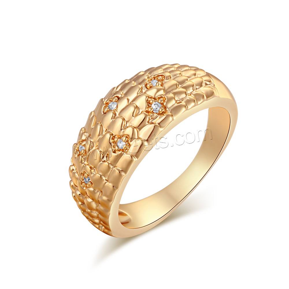 Gets® палец кольцо, Латунь, плакированный настоящим золотом, разный размер для выбора & инкрустированное микро кубического циркония, не содержит никель, свинец, 9mm, продается PC