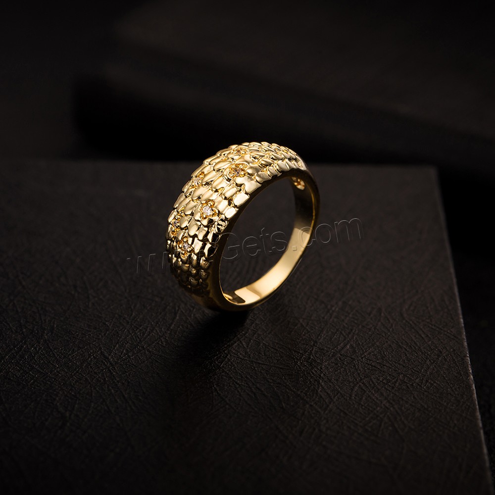 Gets® палец кольцо, Латунь, плакированный настоящим золотом, разный размер для выбора & инкрустированное микро кубического циркония, не содержит никель, свинец, 9mm, продается PC