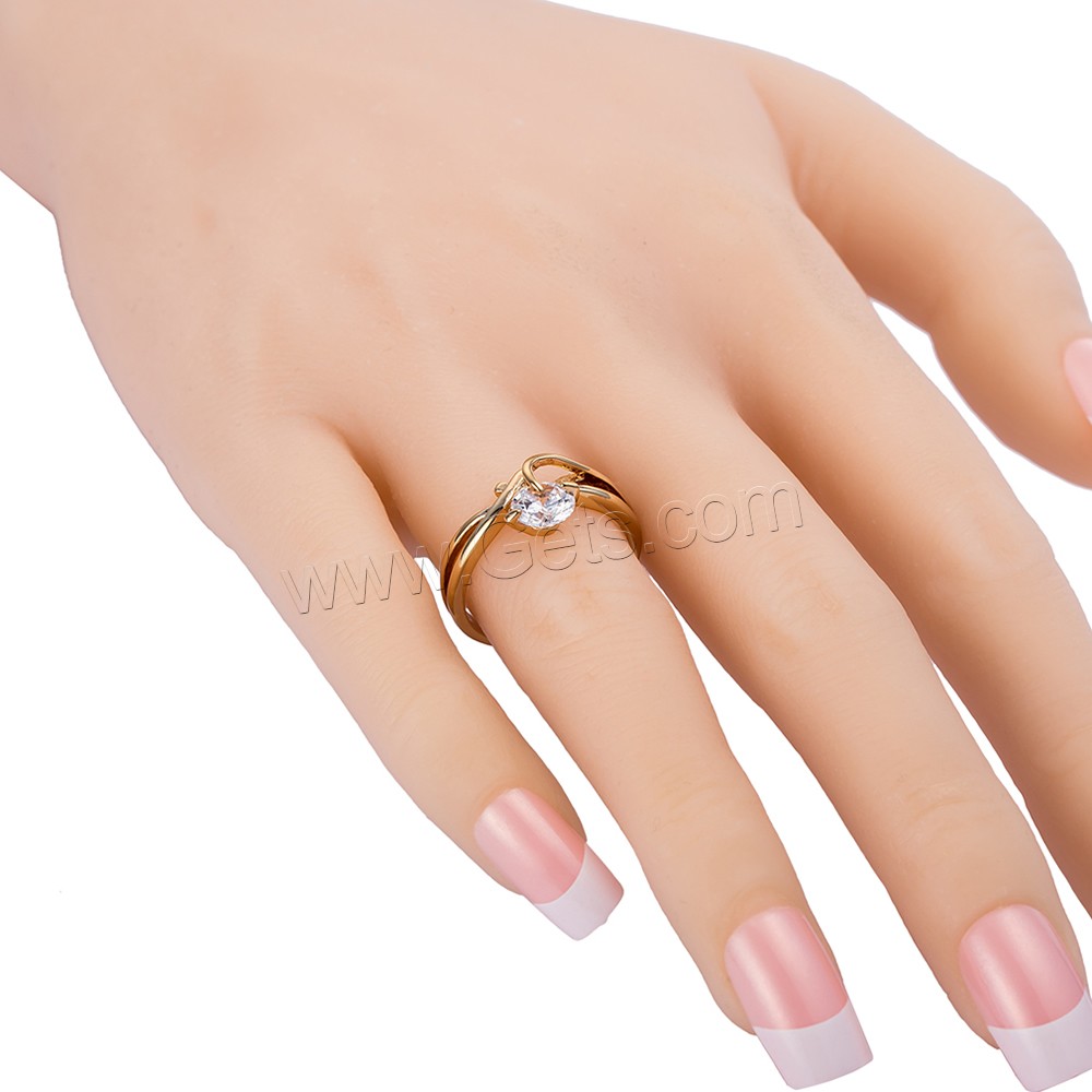 Gets® Finger Ring, Brass, real gold plated, different size for choice & with cubic zirconia & faceted, nickel, lead & cadmium free, 9mm, Sold By PC