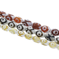 Tibetan Achat Perle, oval, keine, 10x14mm, Bohrung:ca. 1.5mm, Länge:ca. 15 ZollInch, ca. 27PCs/Strang, verkauft von Strang