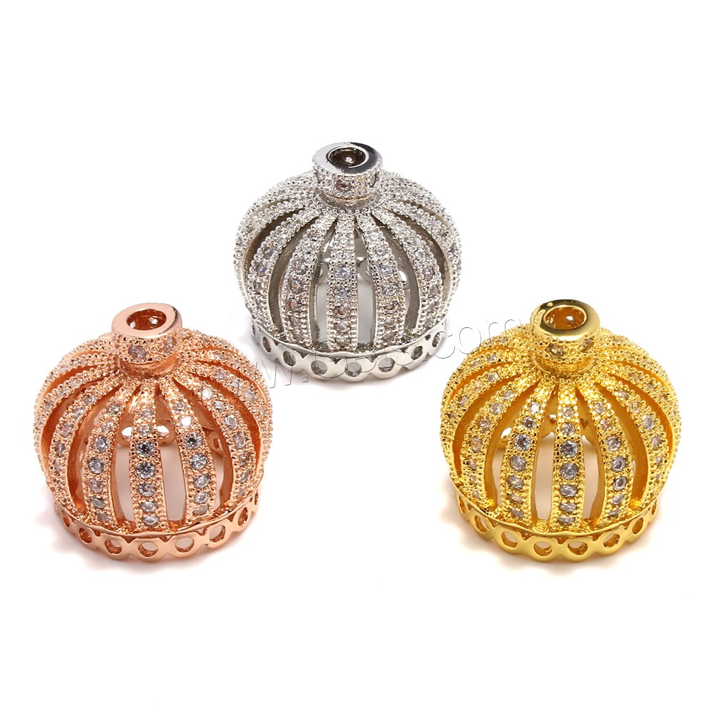 Brass Tassel Cap Bail, Crown, plated, different size for choice & micro pave cubic zirconia, more colors for choice, lead & cadmium free, Hole:Approx 1.5mm, Sold By PC