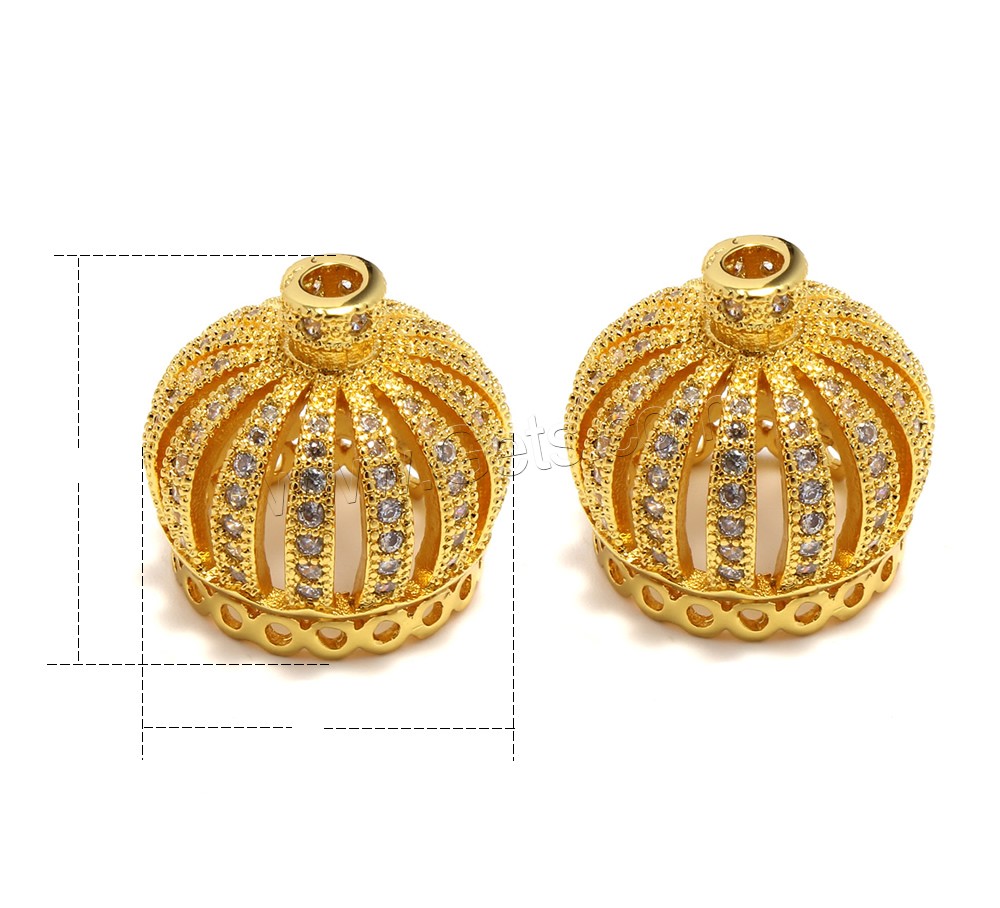 Brass Tassel Cap Bail, Crown, plated, different size for choice & micro pave cubic zirconia, more colors for choice, lead & cadmium free, Hole:Approx 1.5mm, Sold By PC