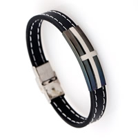 Silicone Stainless Steel Bracelets, with Stainless Steel, plated, 10mm Approx 7.8 Inch 