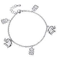 Bracelet en acier inoxydable, avec 1.5lnch chaînes de rallonge, animal, bracelet à breloques & chaîne ovale, couleur originale   Environ 7.3 pouce, Vendu par brin