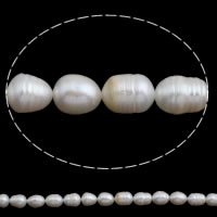 Perlas Arroz Freshwater, Perlas cultivadas de agua dulce, natural, Blanco, 9-10mm, agujero:aproximado 0.8mm, longitud:aproximado 14.5 Inch, Vendido por Sarta